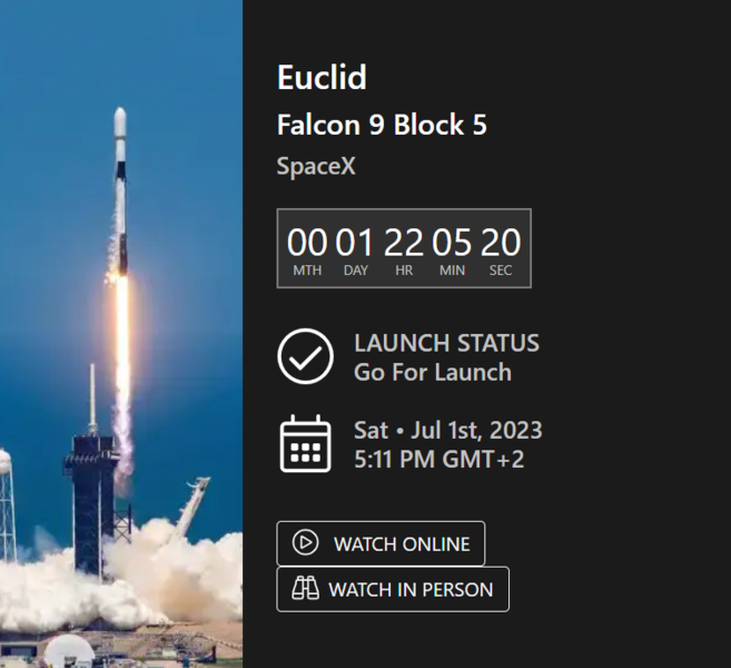 Haz clic en la imagen para ampliar  Nombre:	Euclid launch 29-06-2023.PNG Vitas:	0 Tamaño:	186,0 KB ID:	362976